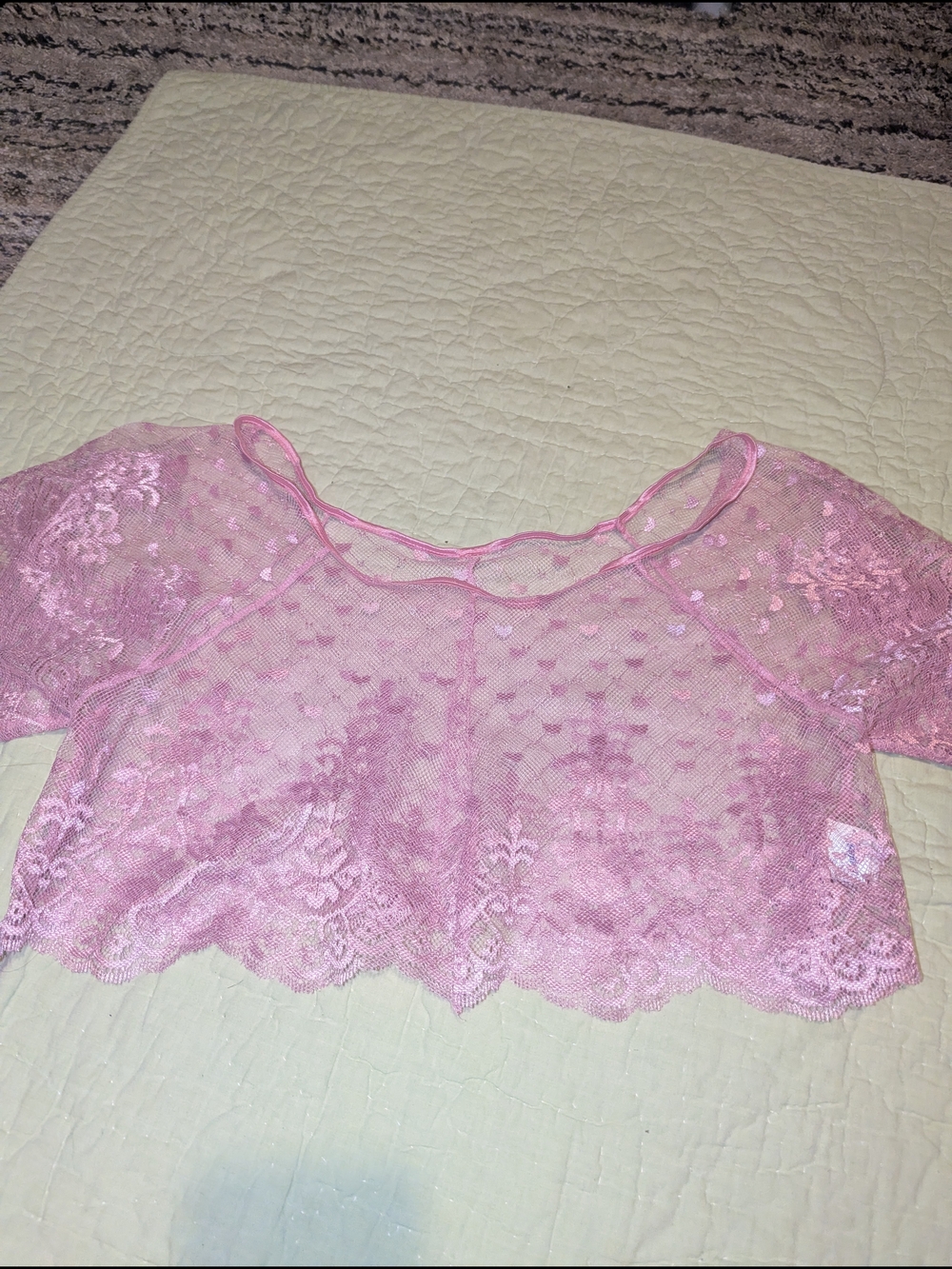 Frederick's of Hollywood Pink Lace Sheer Crop Top